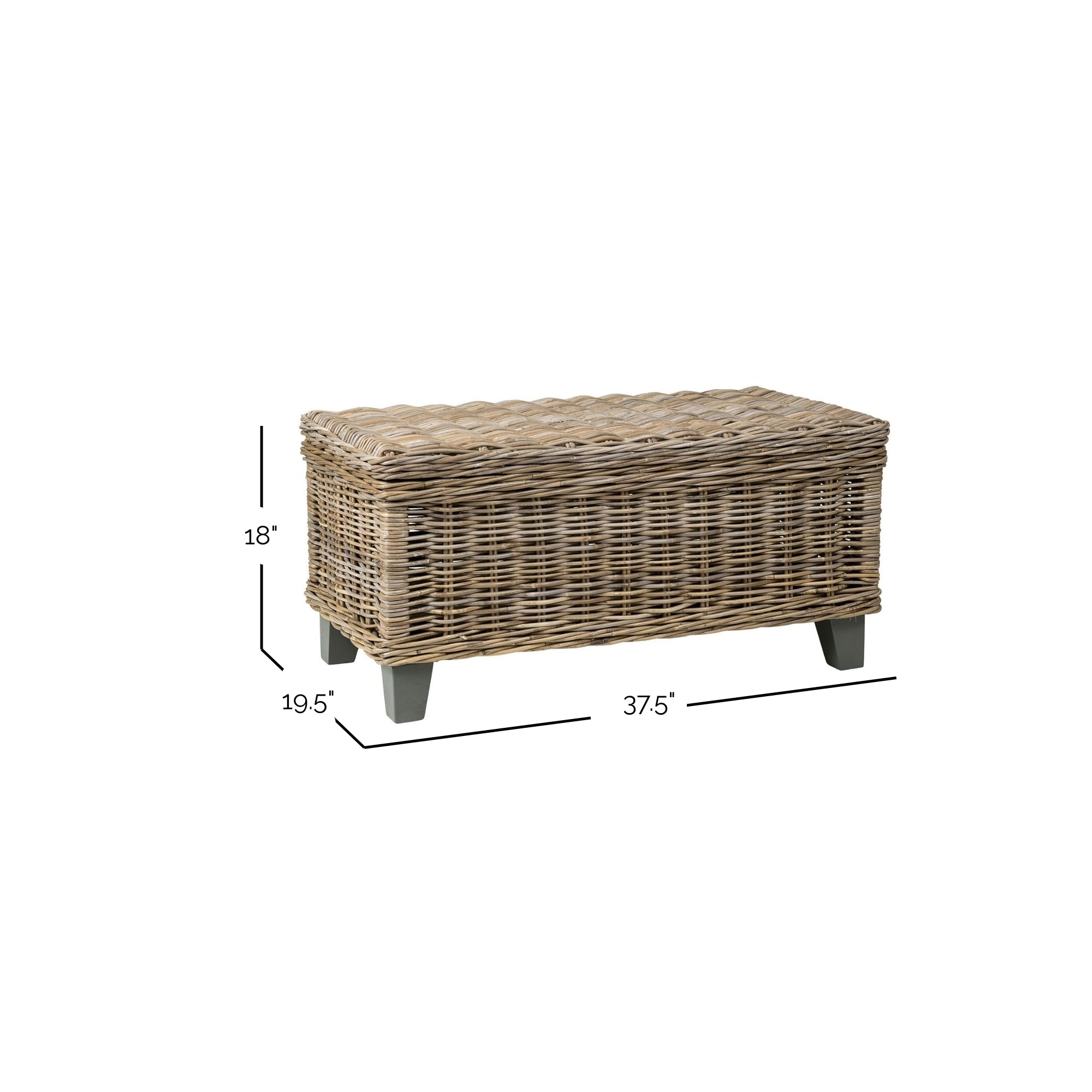Odessa 37" Rattan Storage Coffee Table Solid Wood coffee table