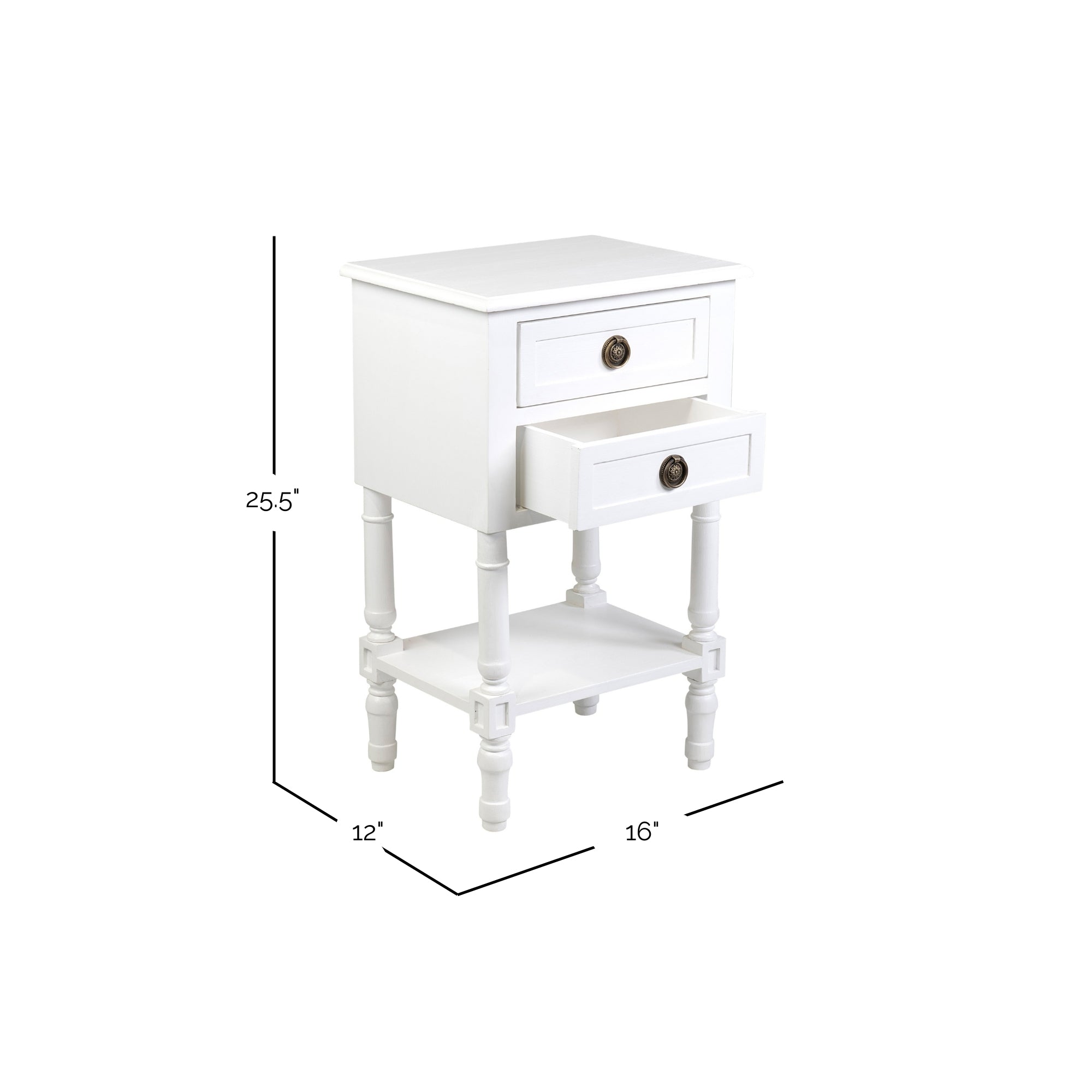 Nova 16" Handcarved Solid Wood 2-Drawer Side Table Solid Wood nightstand