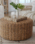 Liv Hand-Woven Natural Abaca Wood Round Coffee Table