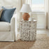 White Mila Round Coconut Shell Accent Table Recycled Coconut Shell accent side table