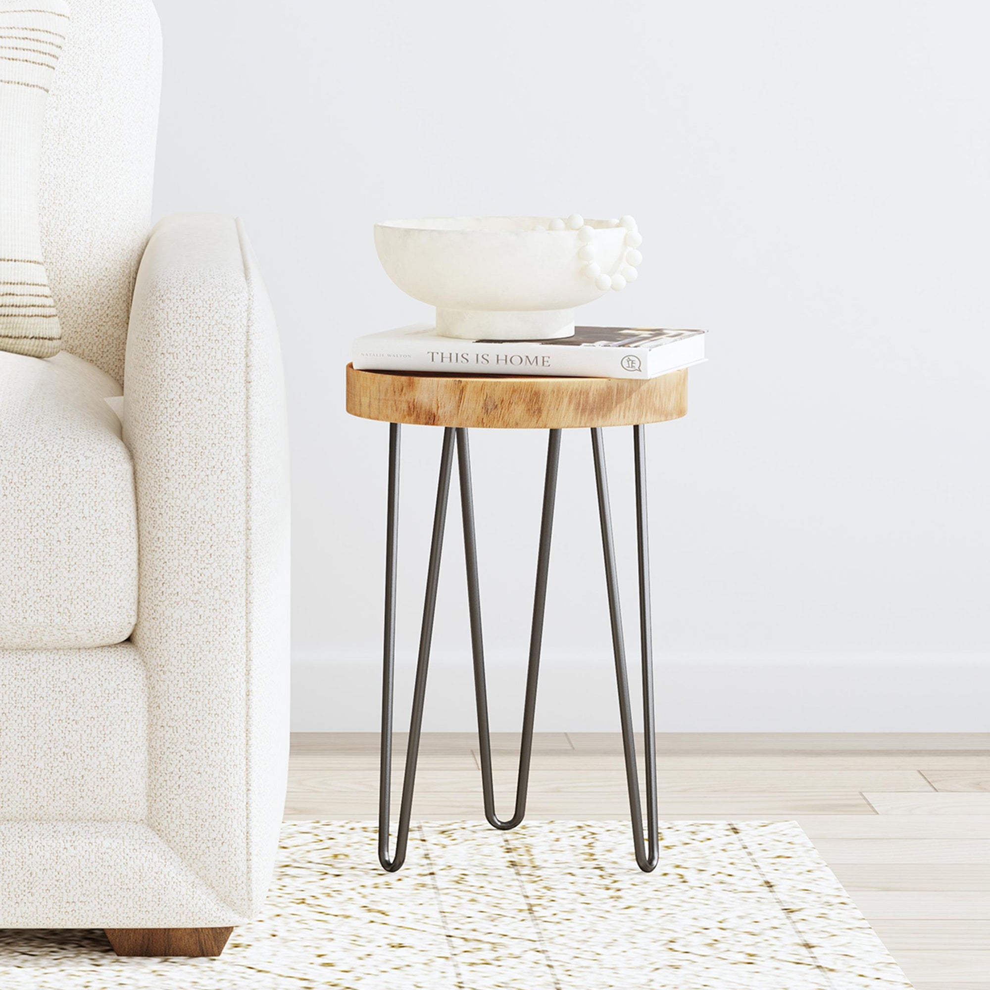 Kai Wood Slab Top Accent Table with Metal Legs