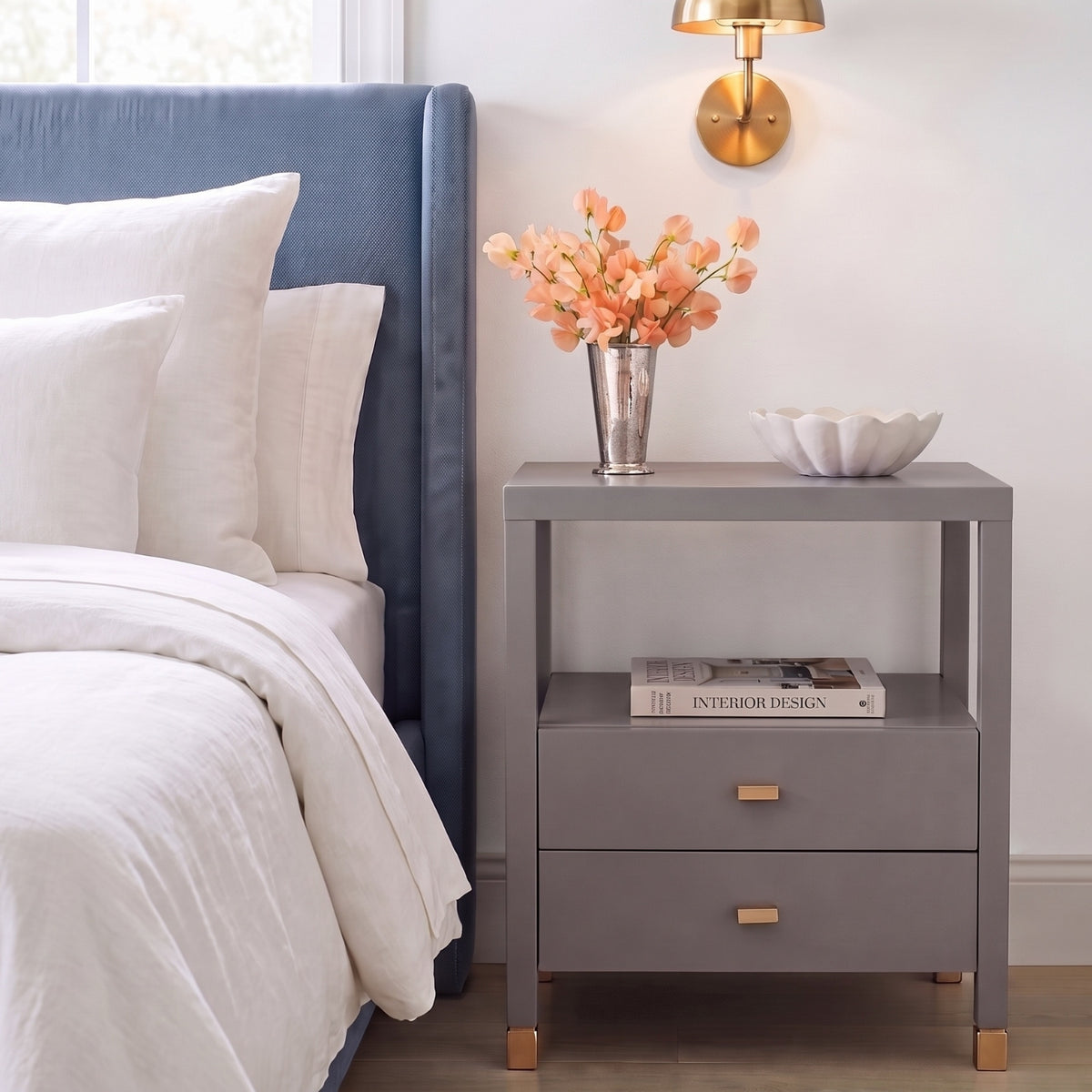 Hooper Solid Wood 2-Drawer Side Table