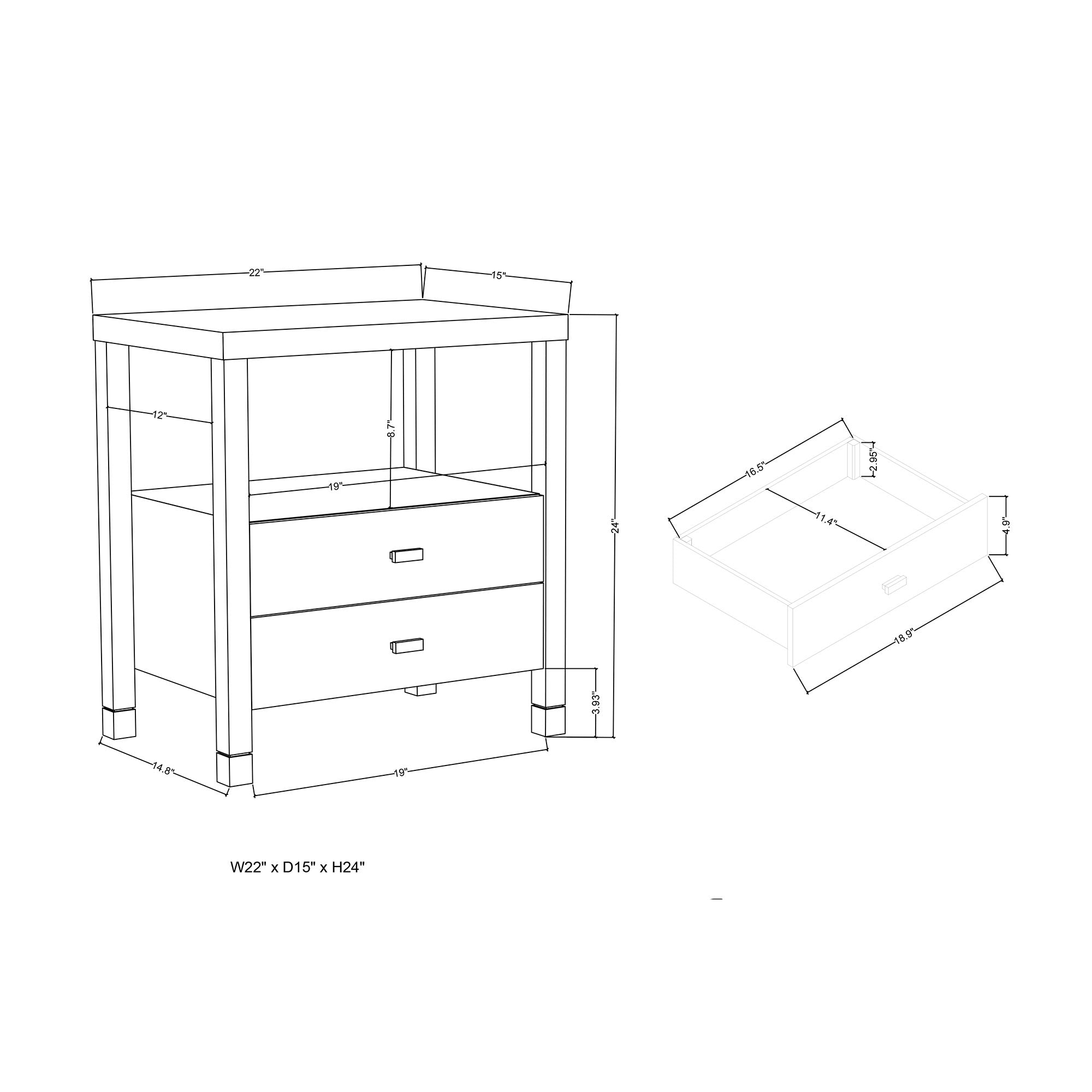 Hooper 2 Drawer Side Table