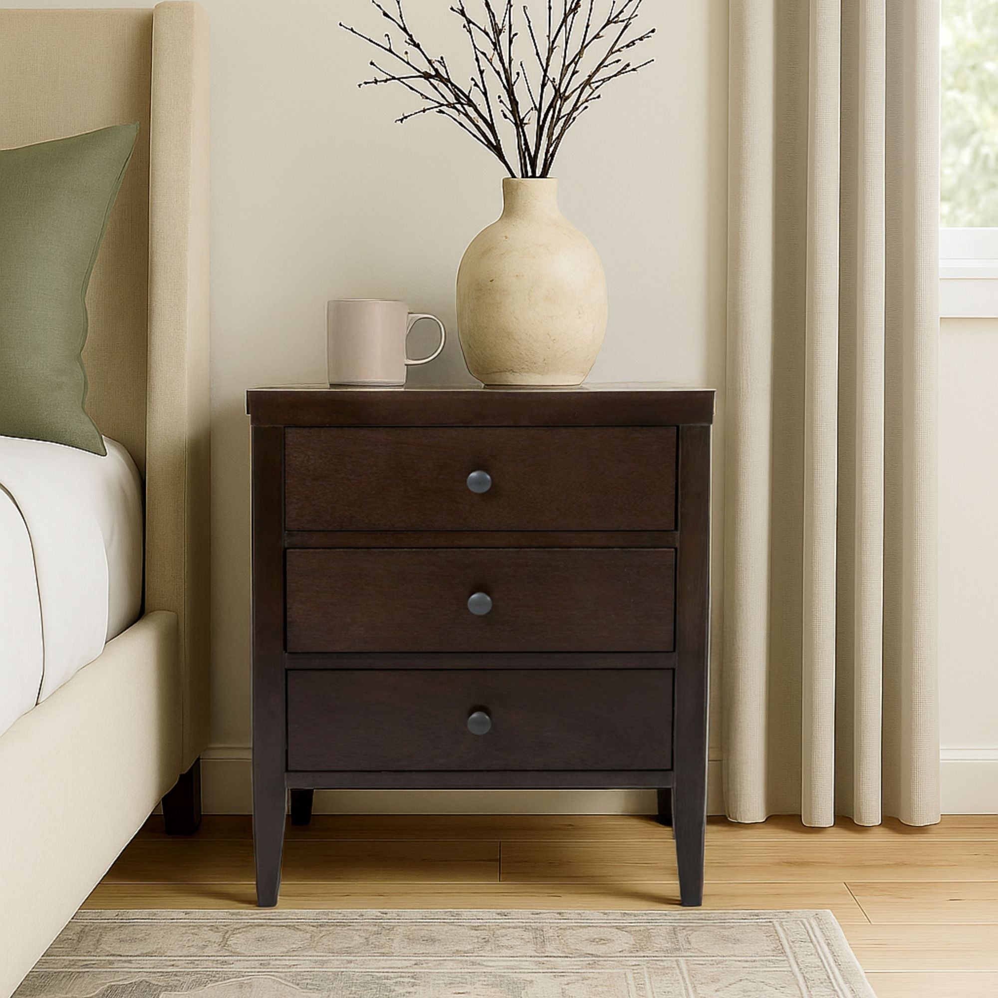 Webb 18.5" Solid Wood 3-Drawer Nightstand