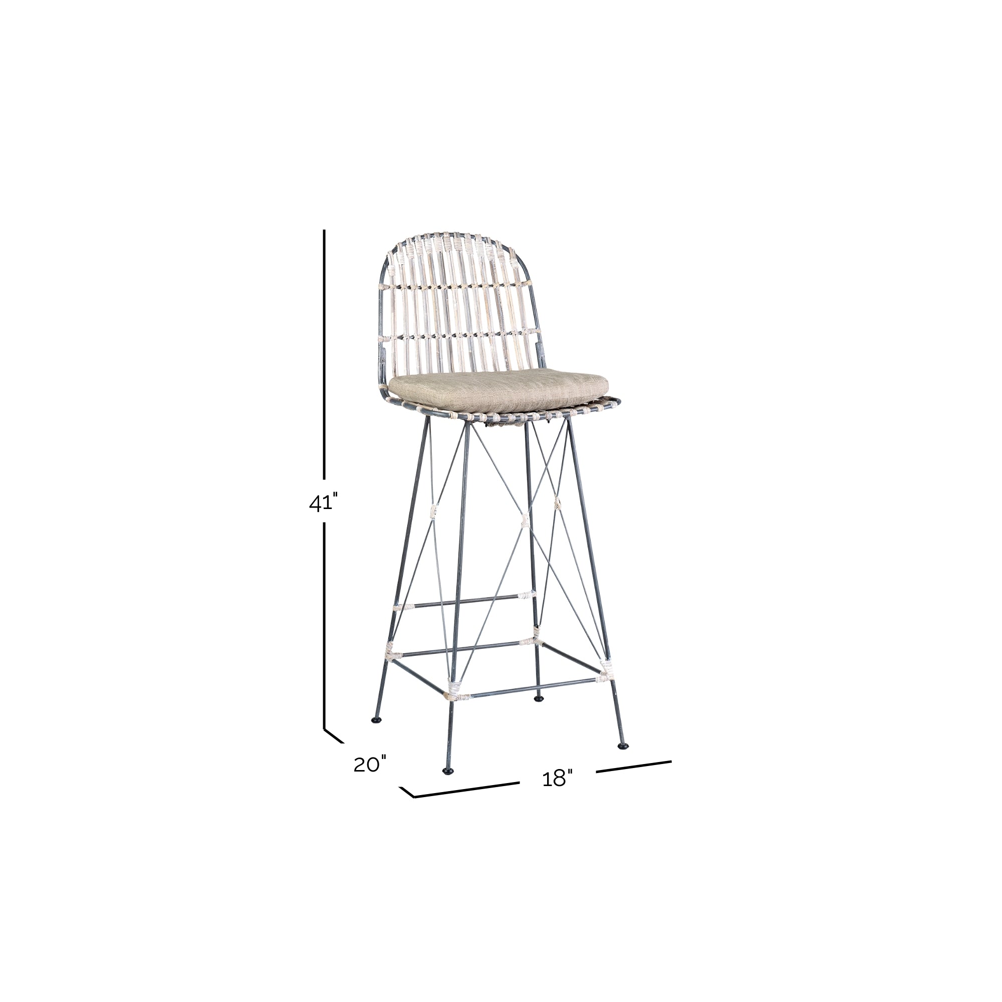Dover Open Rattan Stools, Set of 2 Solid Wood counter stool