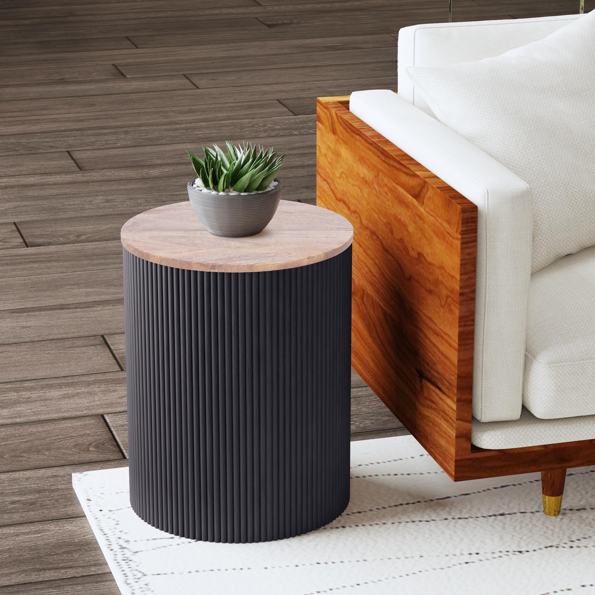 Indigo Road by Egypt Sherrod x East at Main Round Ribbed Storage Side Table