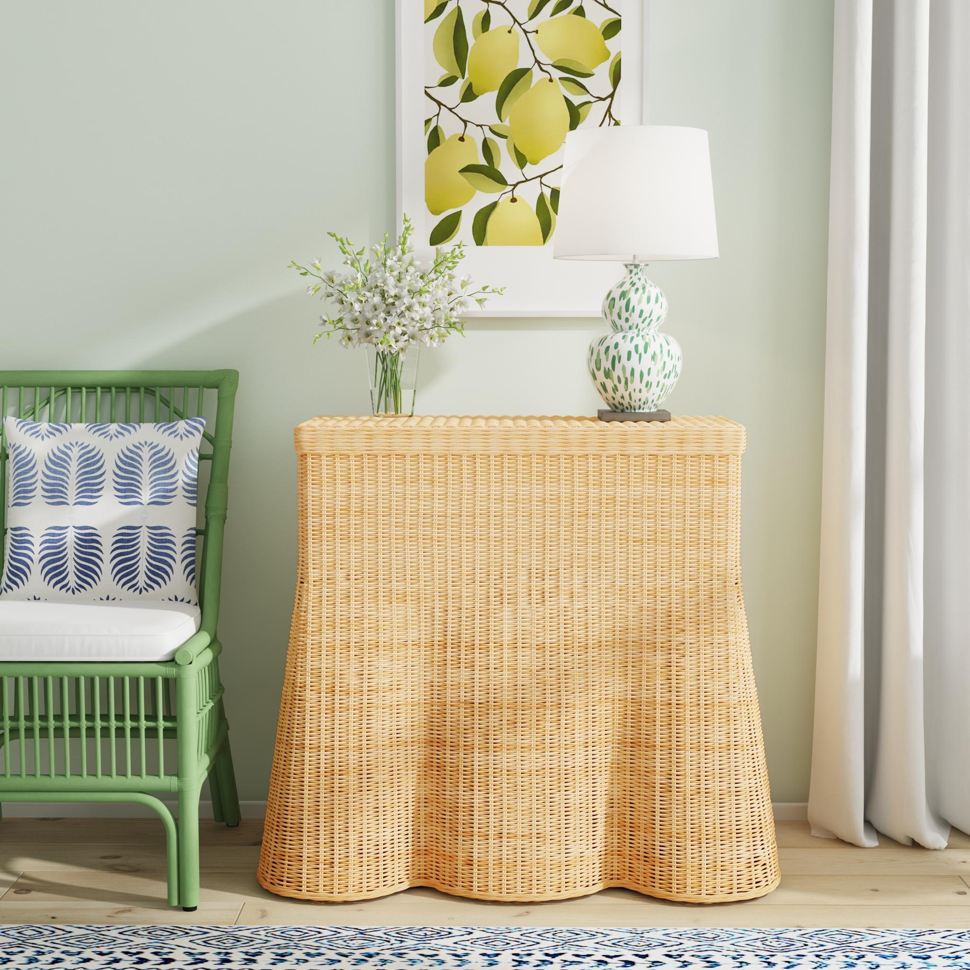 Betty Skirted Rattan Console Table