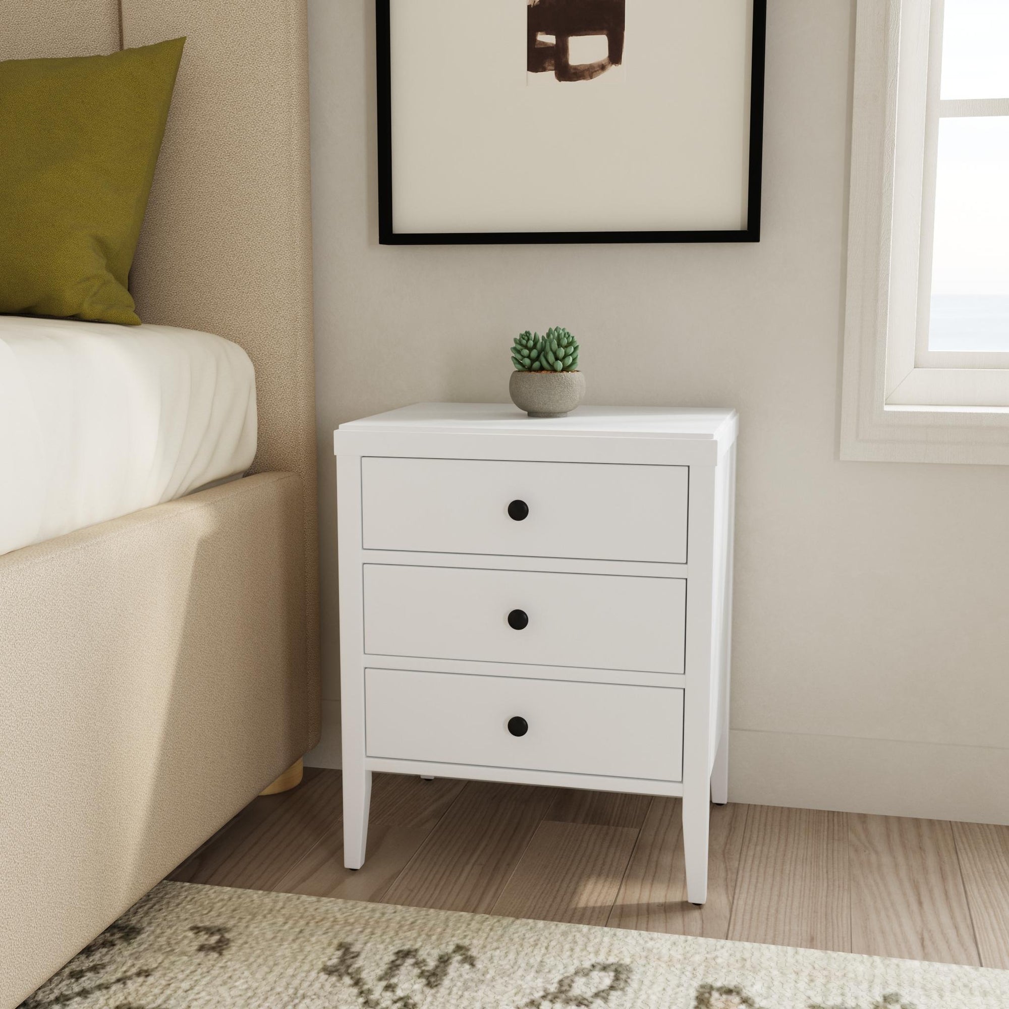 Webb 3 Drawer Solid Wood Nightstand