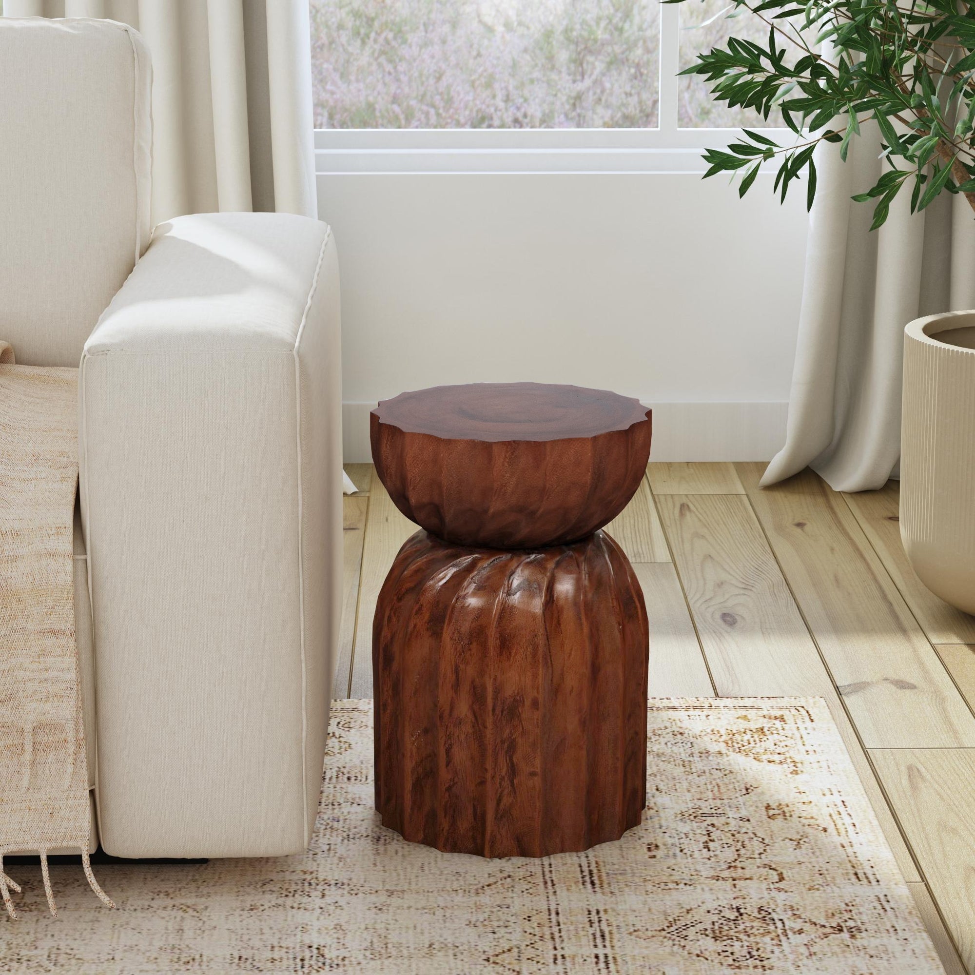 Enzo Fluted Solid Wood Side Table