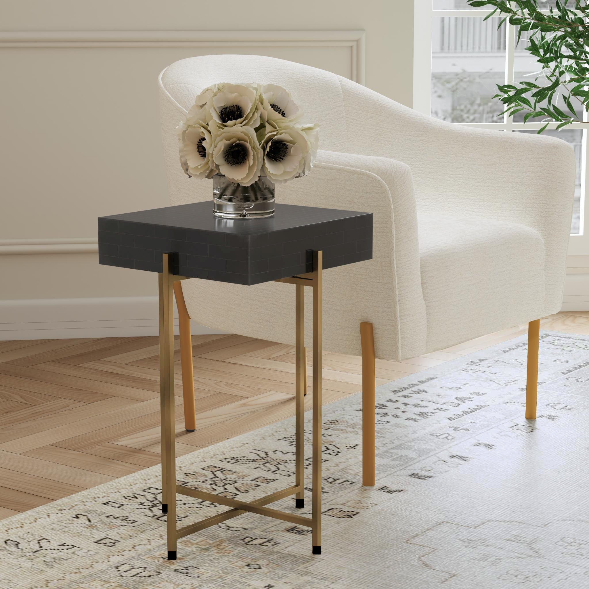 Adela Box Side Table - White