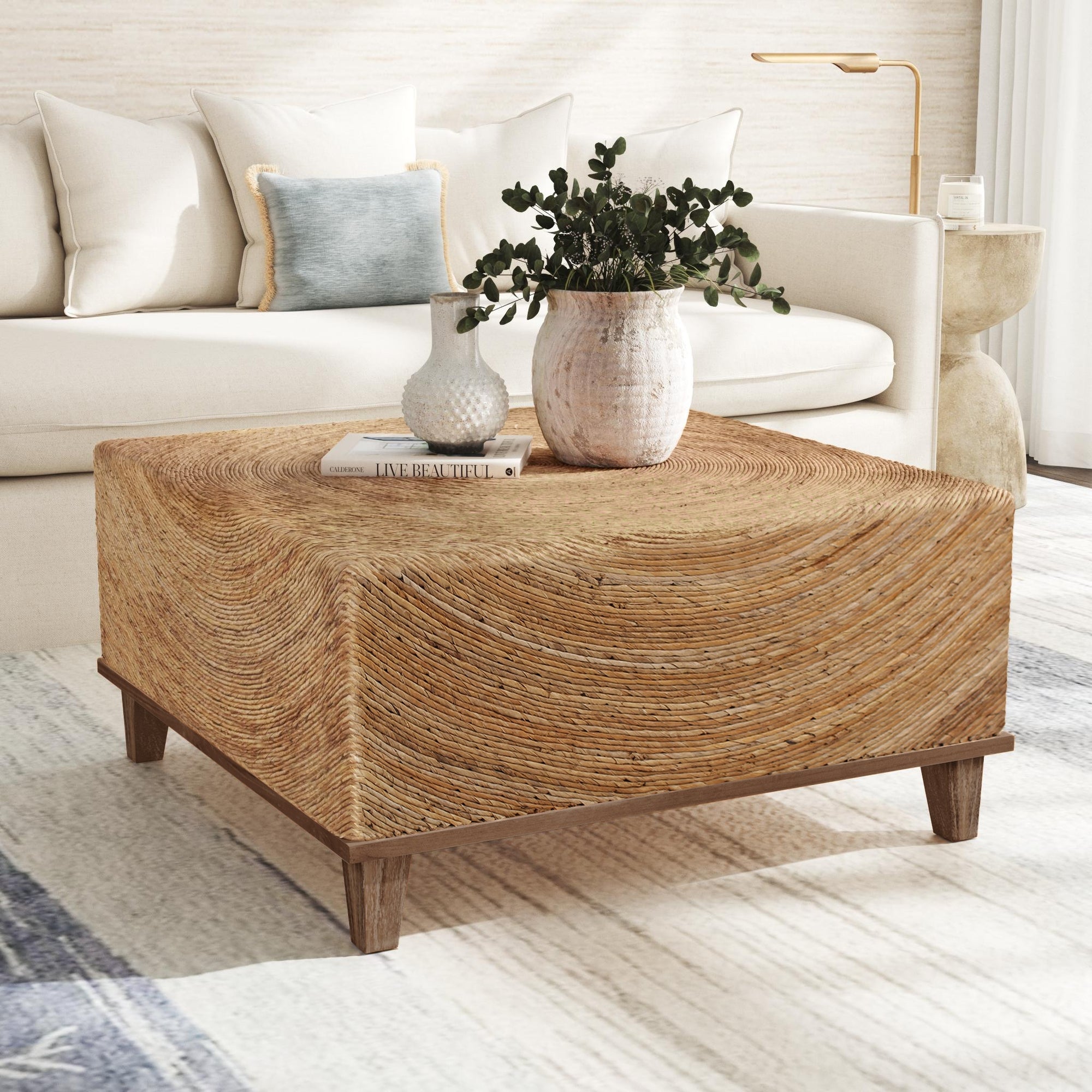 Naomi Square Woven Abaca Coffee Table