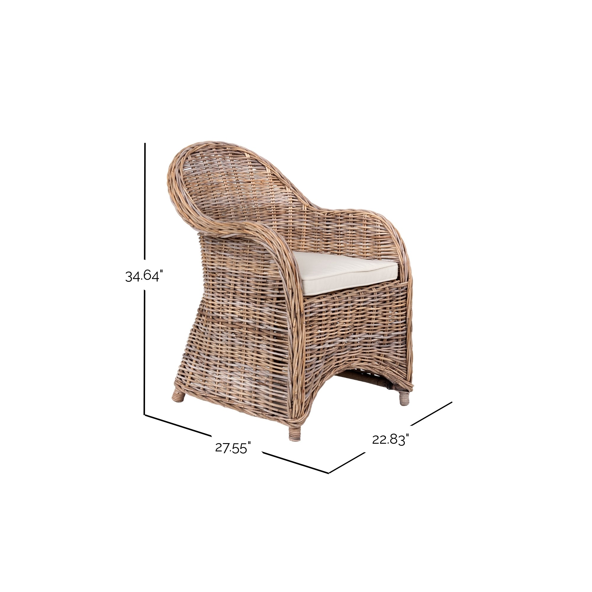 Gracelyn Handwoven Rattan Armchair With Cushion