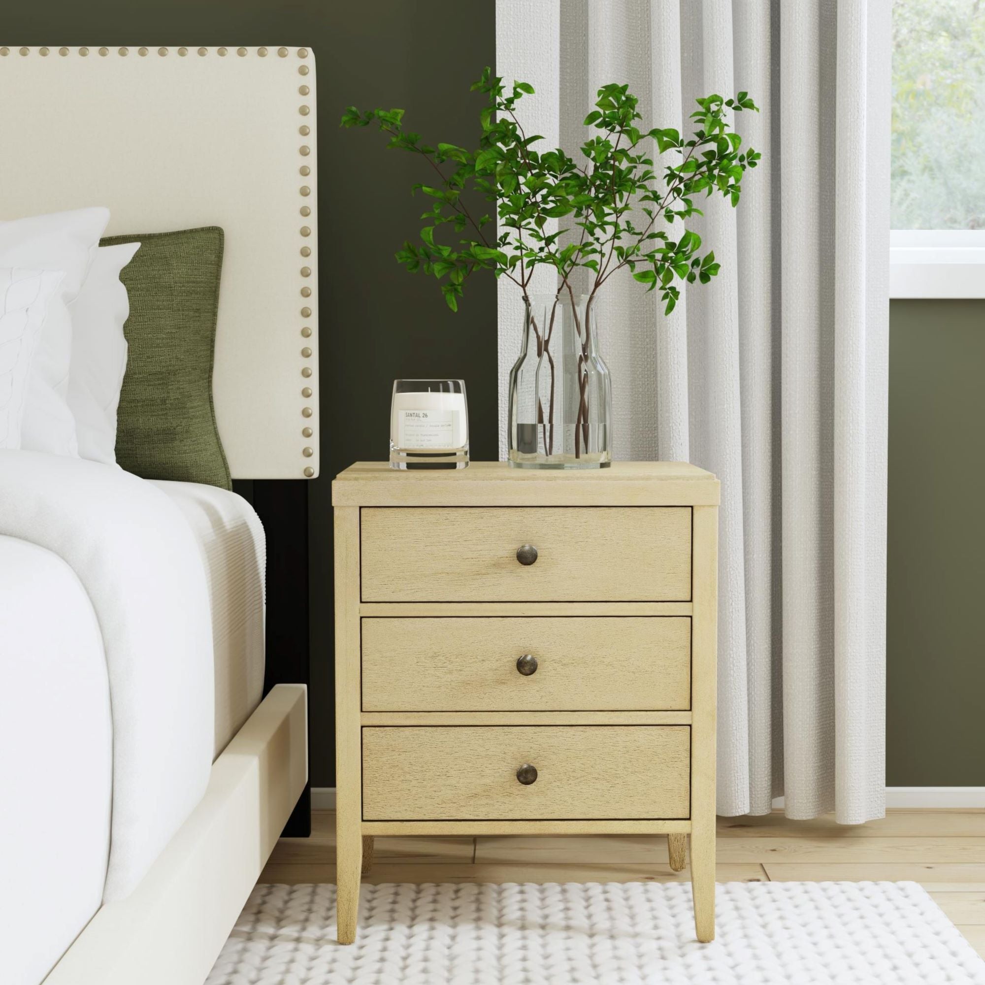 Webb 3 Drawer Solid Wood Nightstand