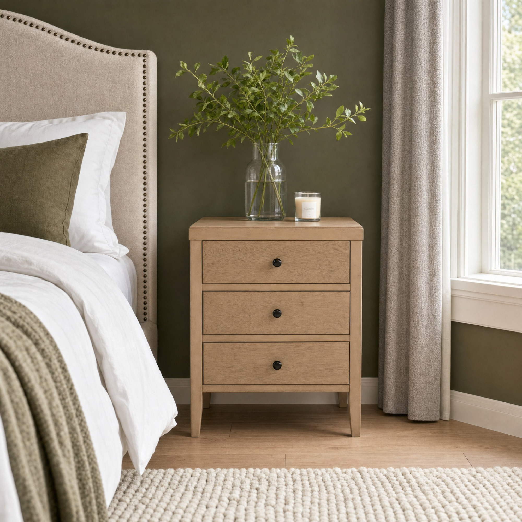 Webb Solid Wood 3-Drawer Nightstand