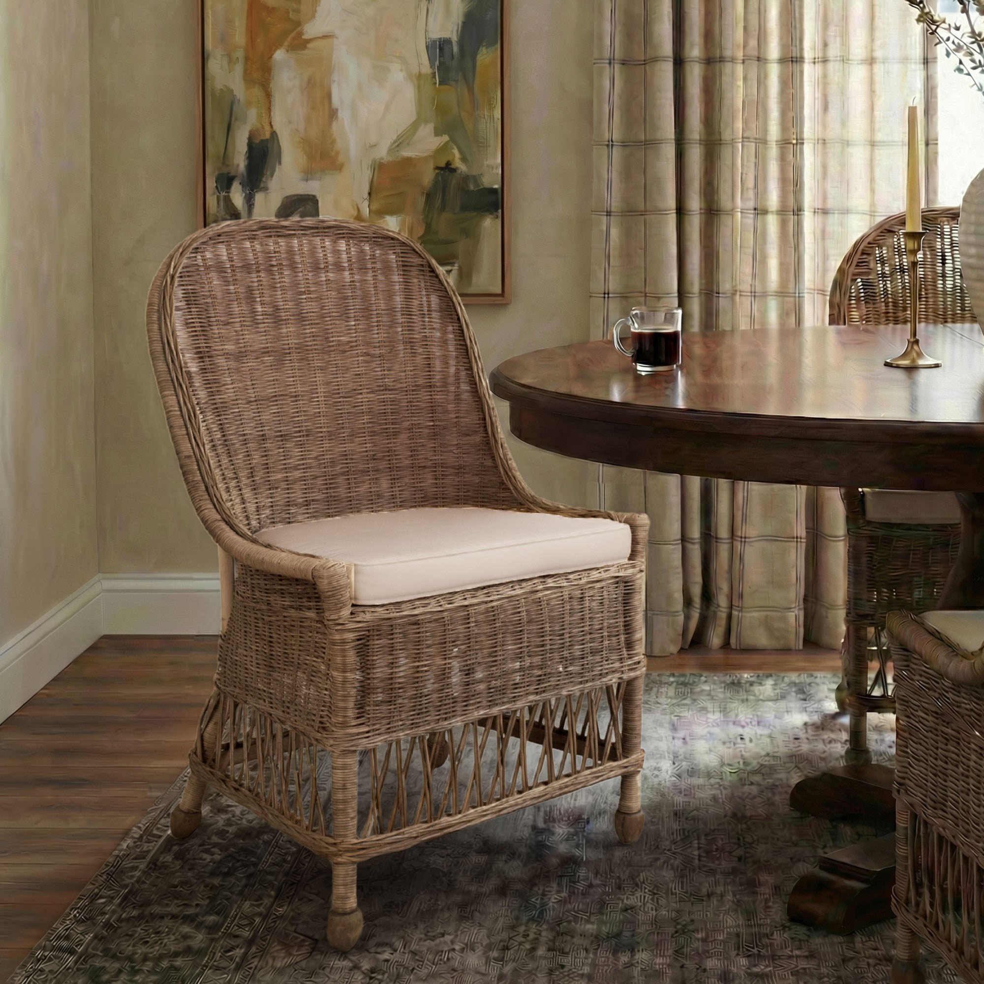 Marietta Curved Back Rattan Dining Chair Solid Wood dining chair