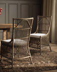 Edie Handwoven Rattan Dining Chair with Cushion, Set of 2