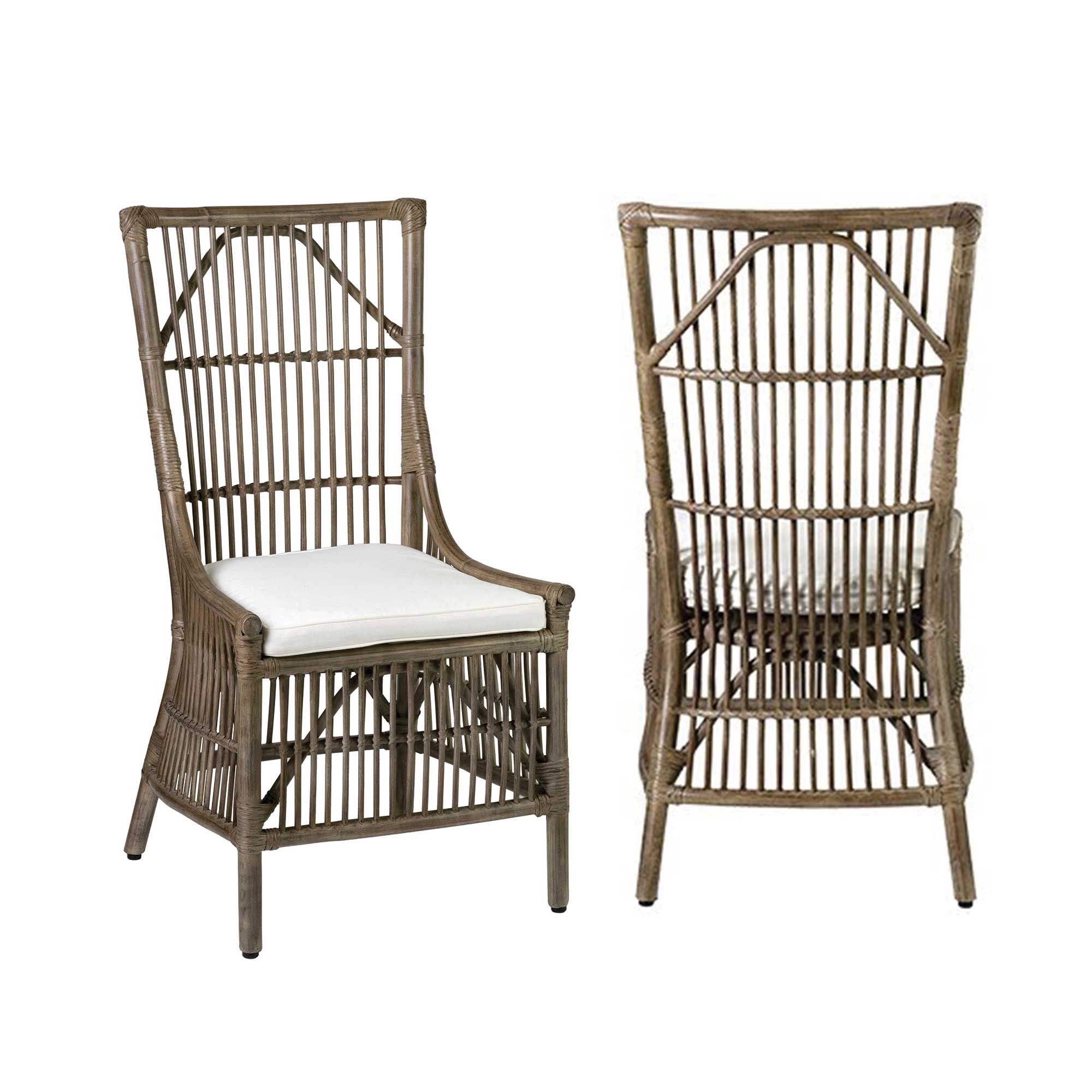 Edie Rattan Dining Chairs with Cushion, Set of 2