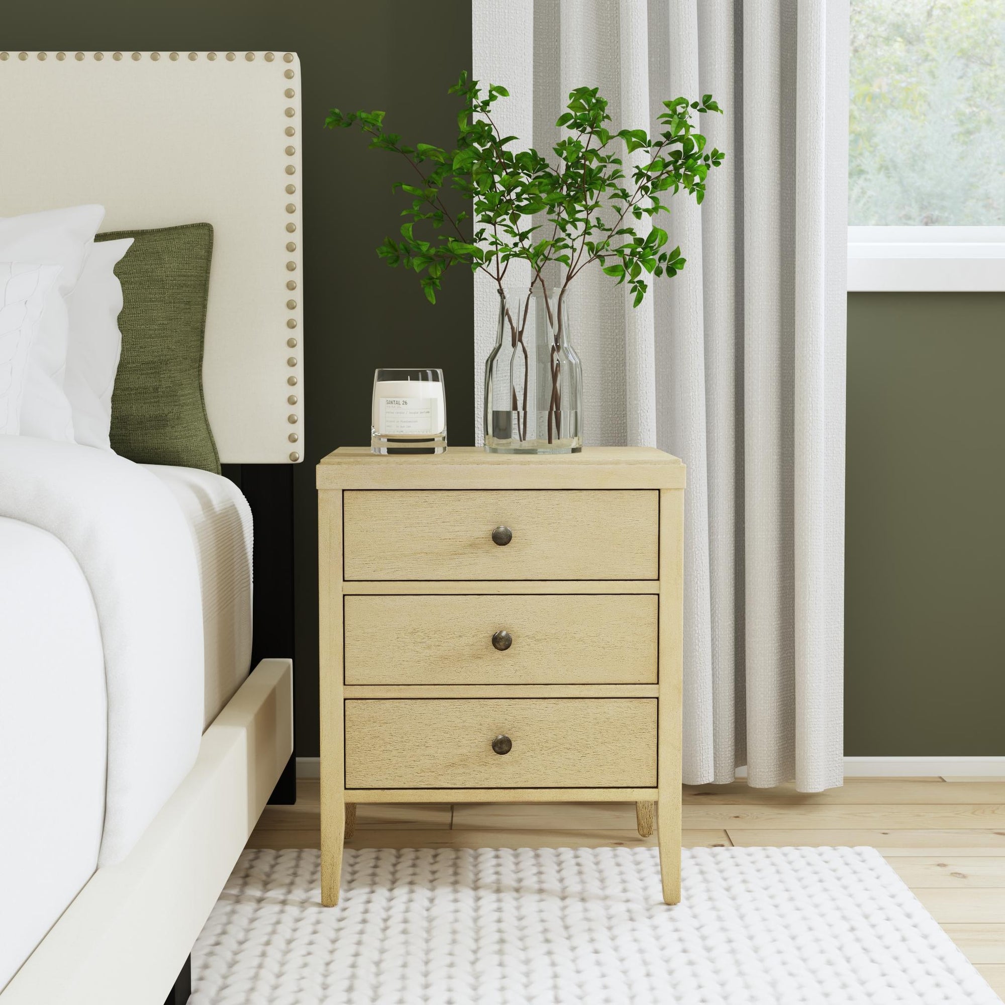 Webb 3 Drawer Solid Wood Nightstand
