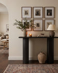 Half Moon Curved Solid Mango Wood Console Table