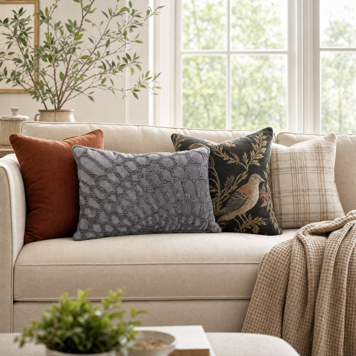 Cobble Embroidered Pillow