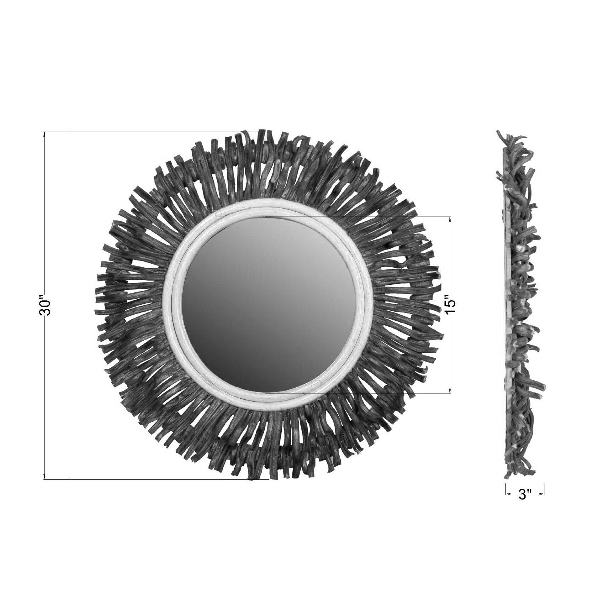 Hapsala Round Rattan Starburst Wall Mirror | East at Main