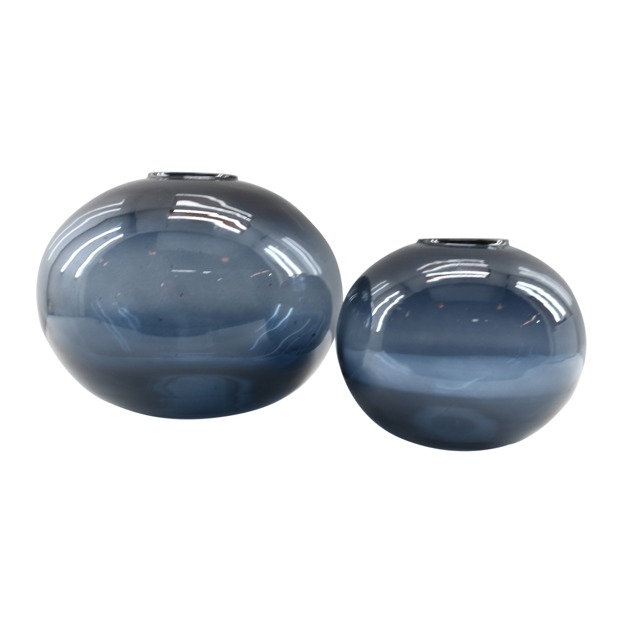 Indigo Road by Egypt Sherrod x East at Main Caspian Hand Blown Round Glass Vase (Set of 2)