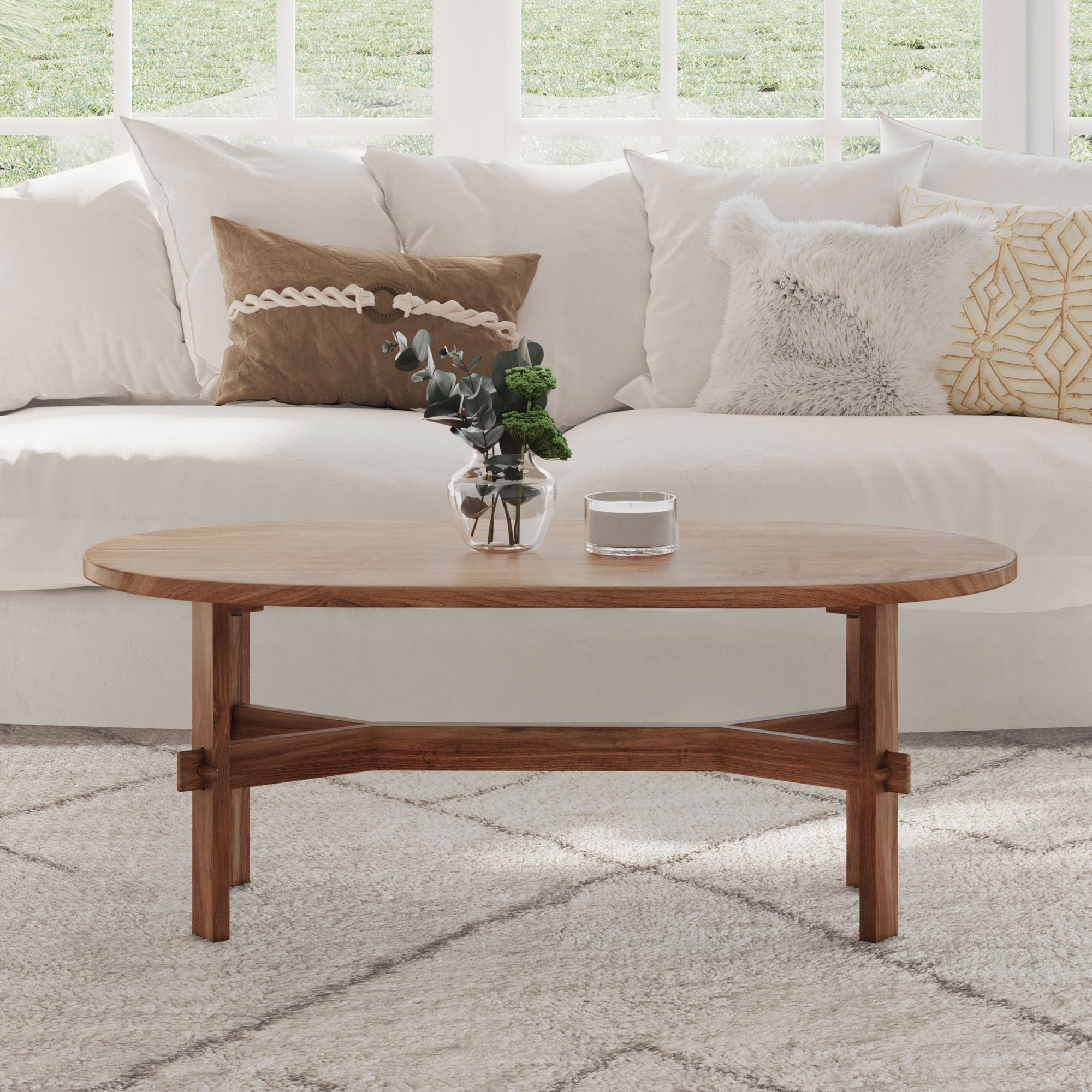 Celeste Solid Wood Oval Coffee Table