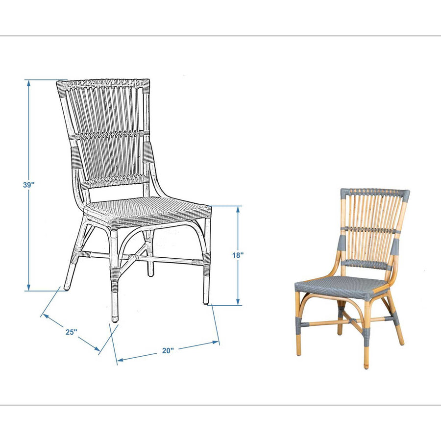 Belen Rattan Bistro Side Chairs, Set of 2