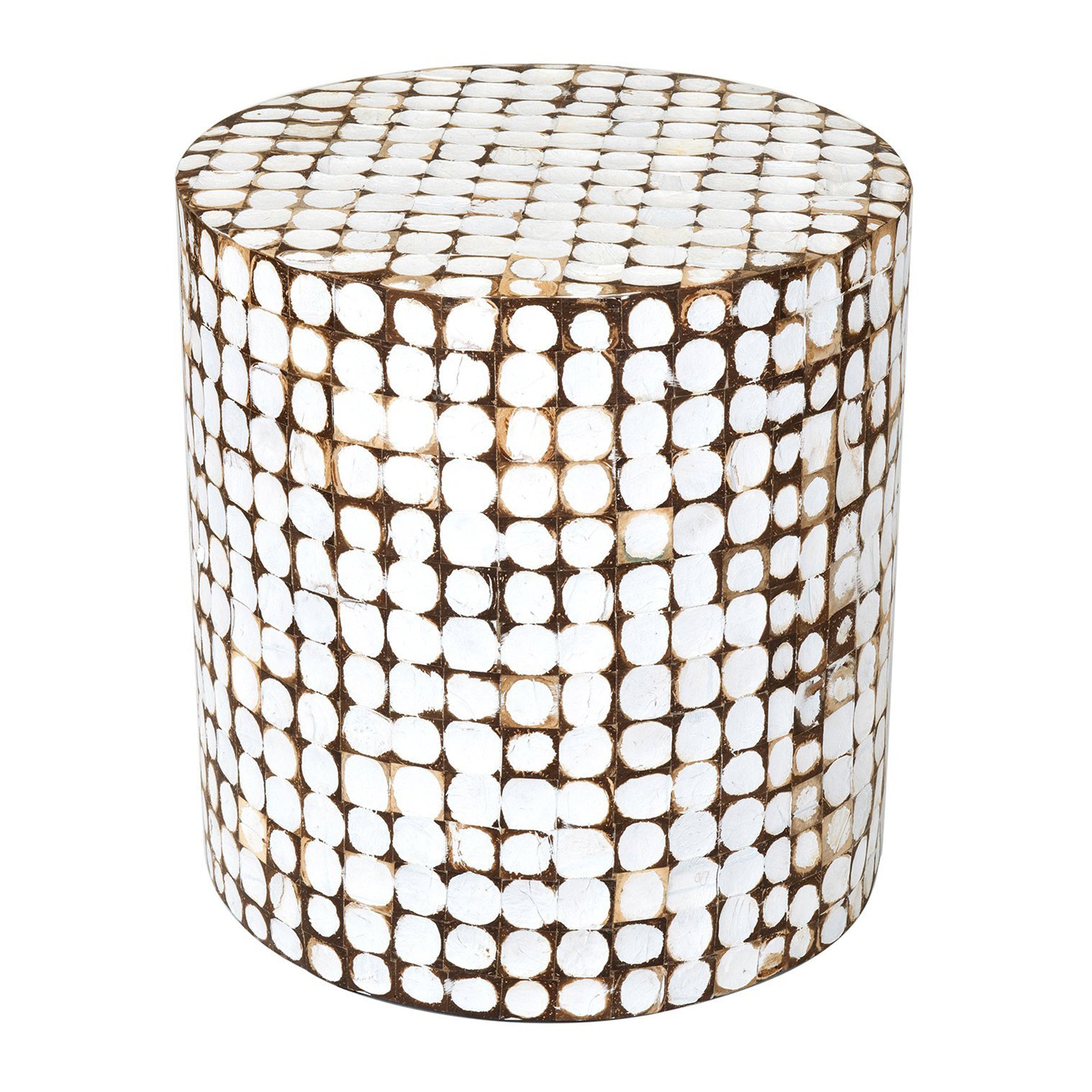 Mila Coconut Shells Round Accent Table