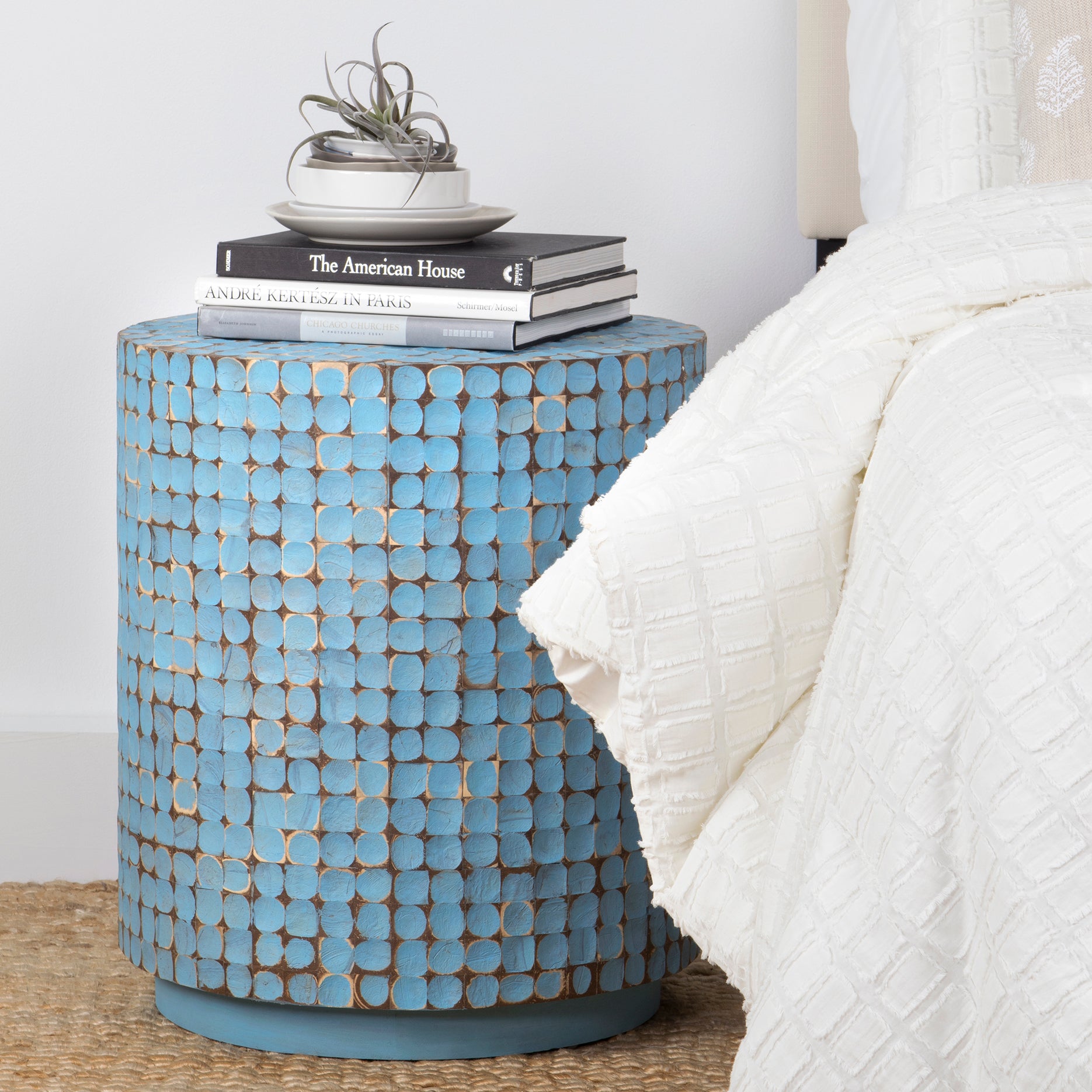 Mila Coconut Accent Table with Base