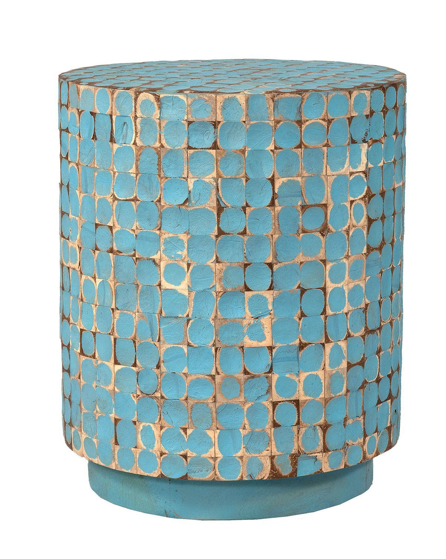 Blue Coconut Shell Accent Table