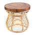 Beige Hannah 20" Woven Raffia & Munggur Wood Side Table Munggur Wood accent side table