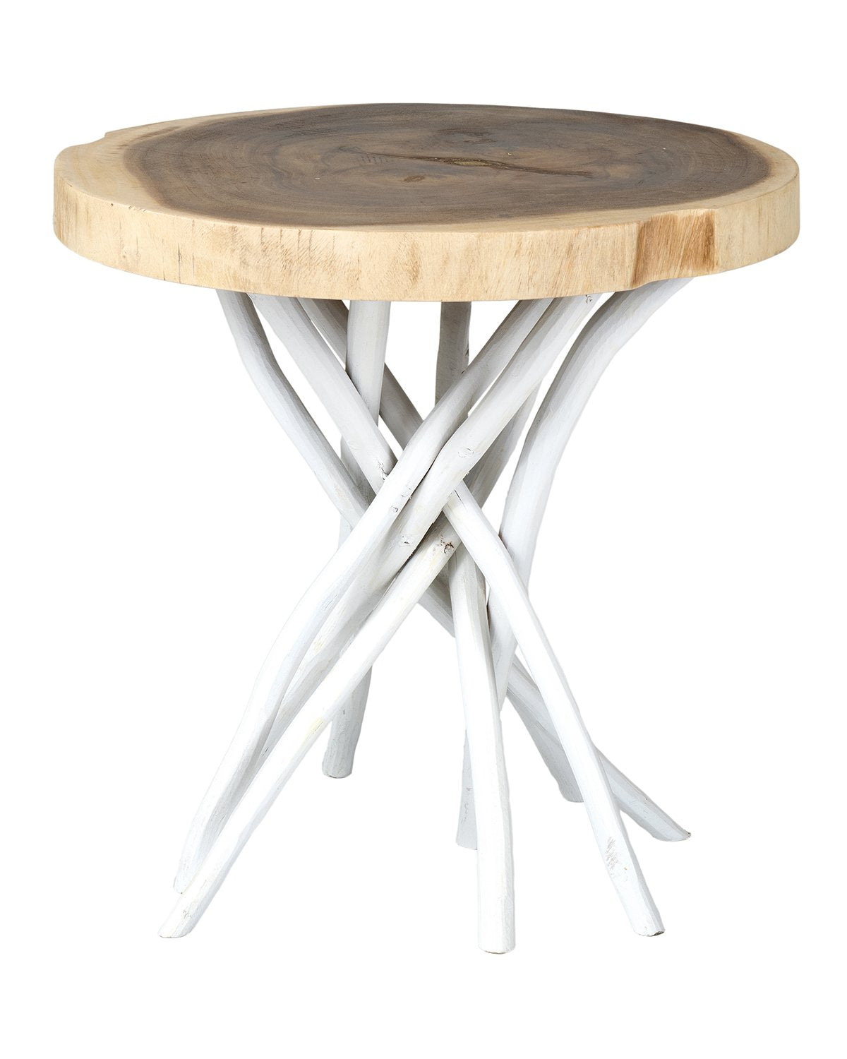 White Teak Accent Table