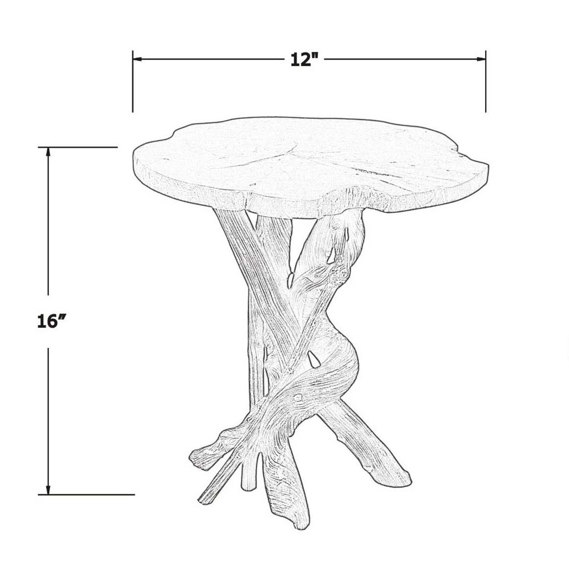 Roell 20" Organic Teak Branch Side Table Solid Wood accent table
