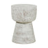 White Olivia 13" Carved Teak Pedestal Accent Table Teak Wood accent side table