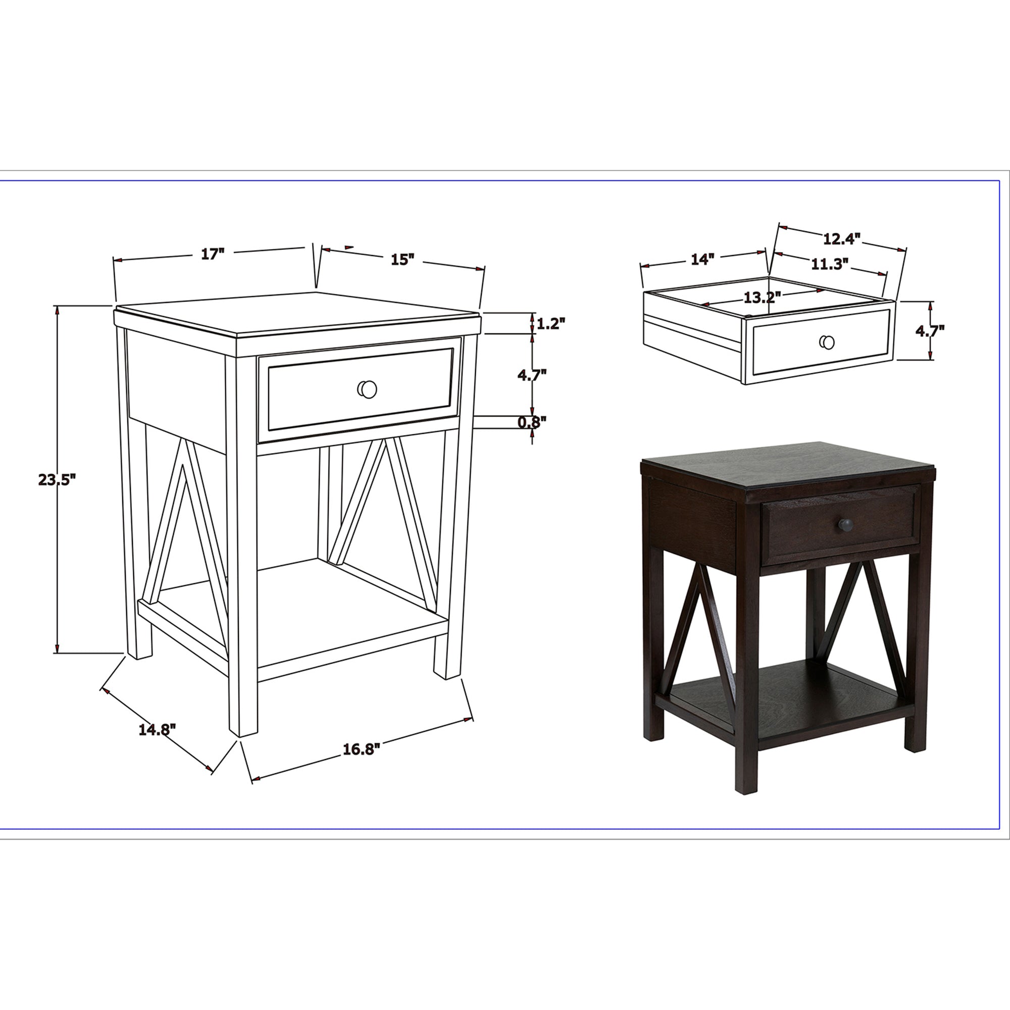 Wright 1 Drawer Nightstand