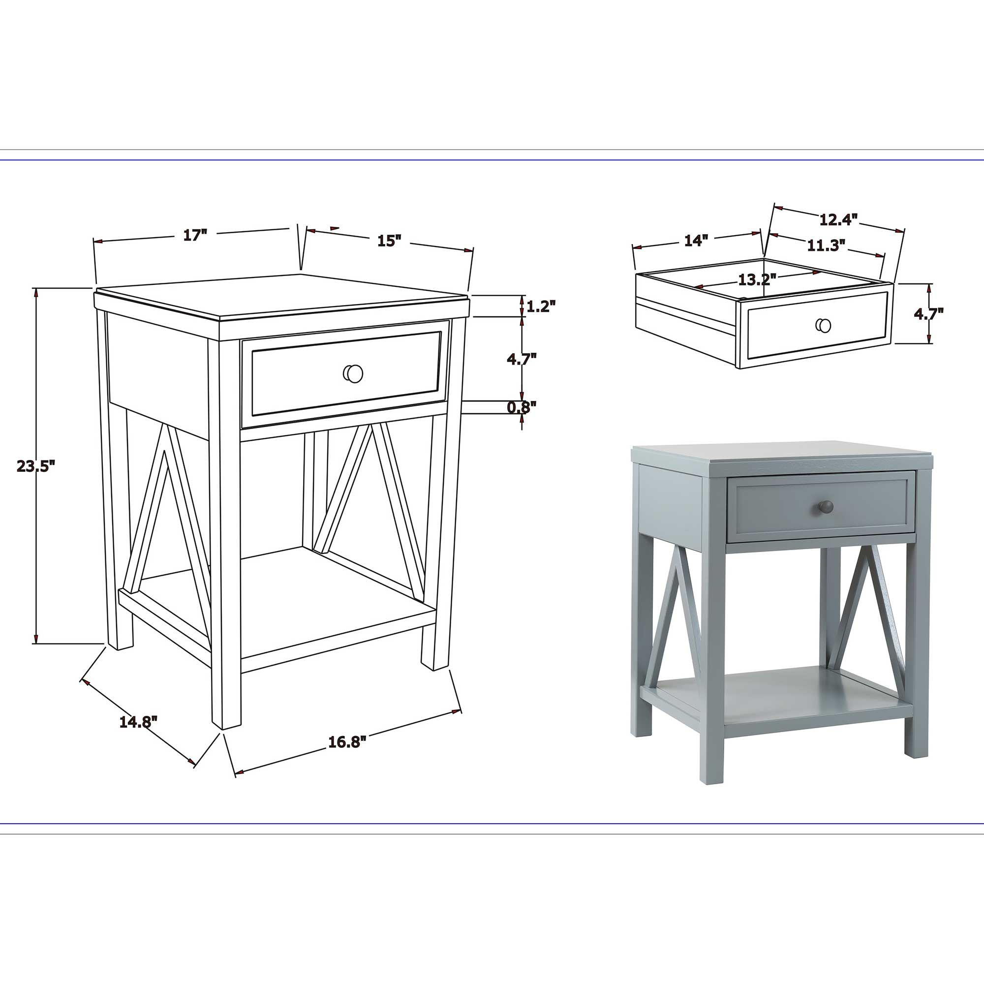 Wright 1 Drawer Nightstand