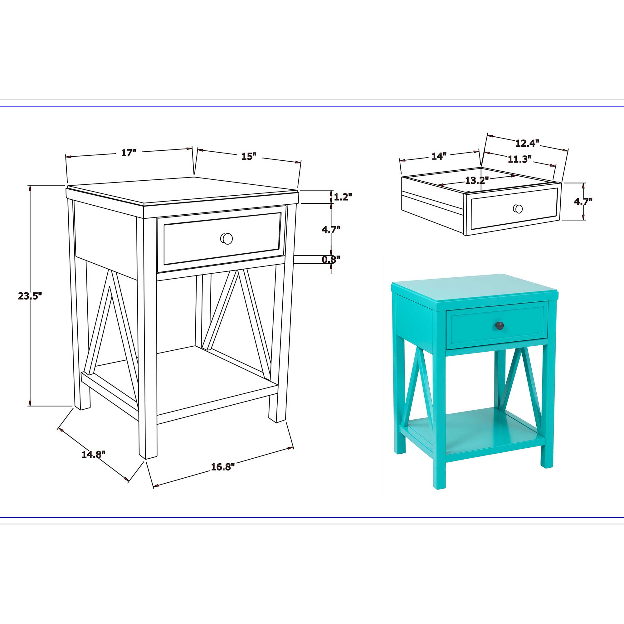 Wright 1 Drawer Nightstand