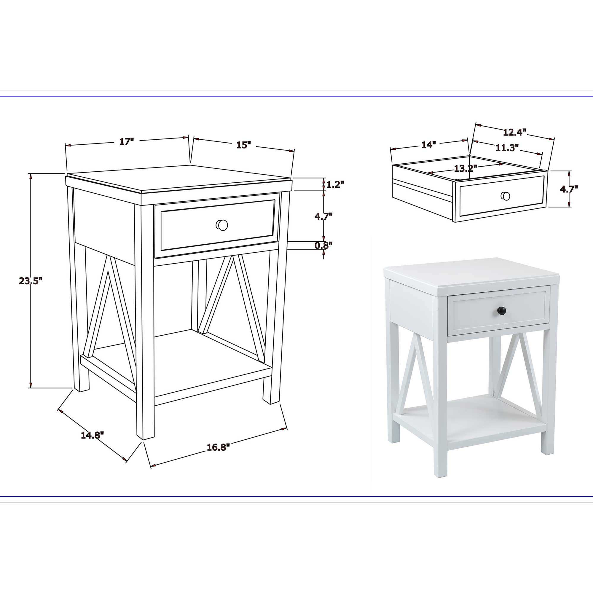 Wright 1 Drawer Nightstand