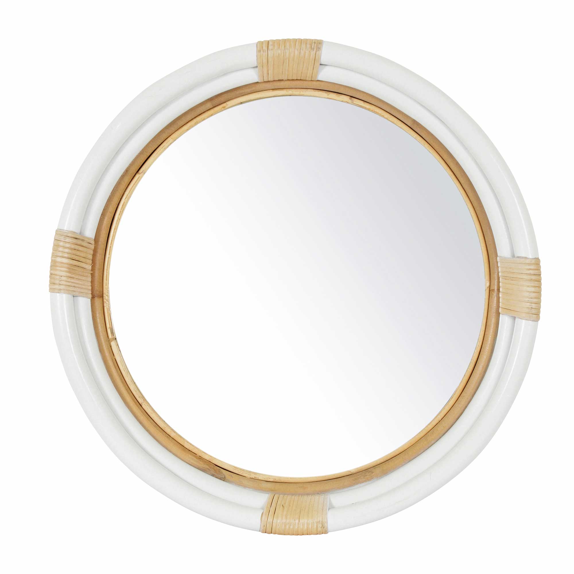 24&quot; Marina Round Rattan Mirror