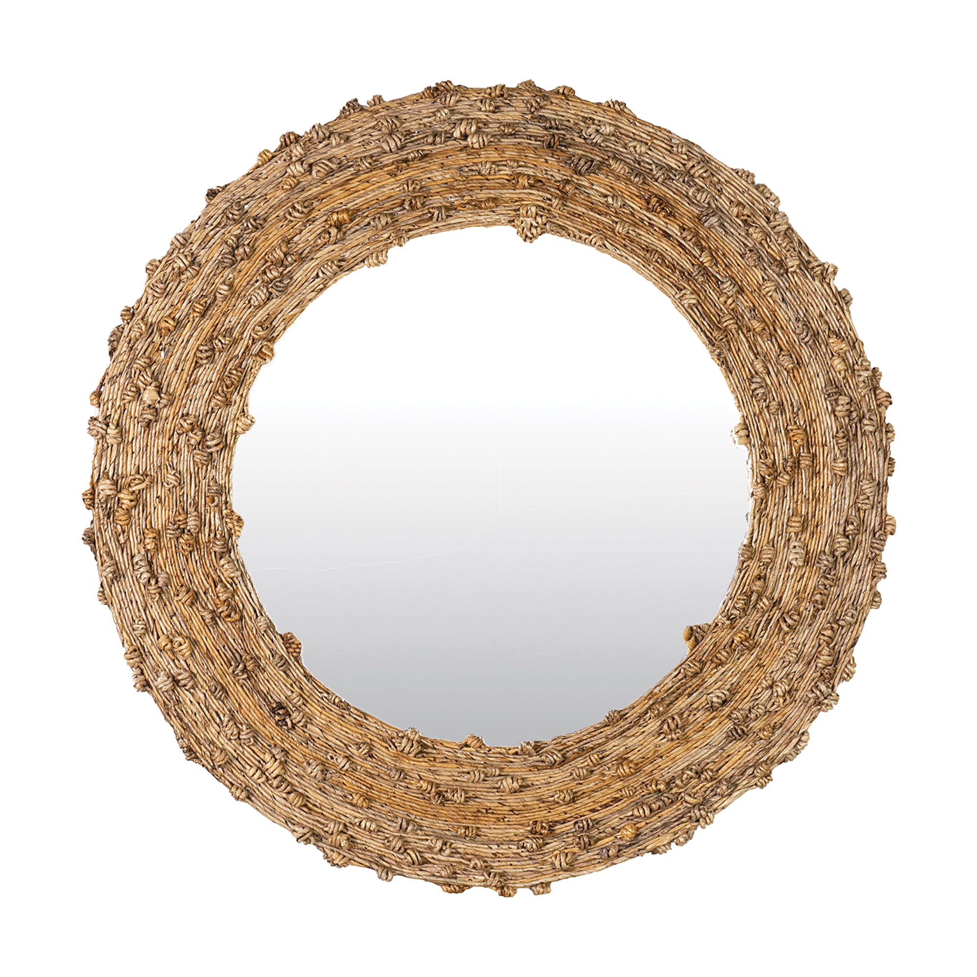 35&quot; Knotted Natural Fiber Round Mirror