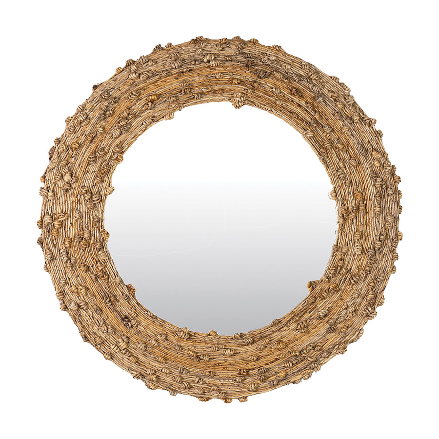 35" Knotted Natural Fiber Round Mirror