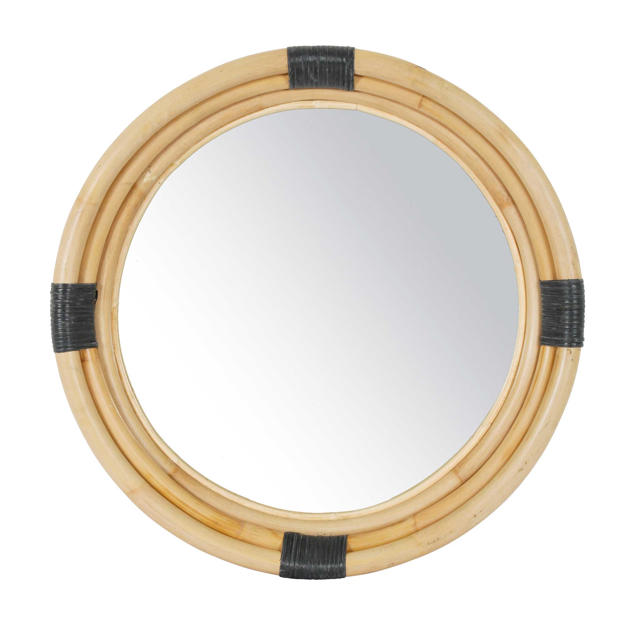 24&quot; Marina Round Rattan Mirror